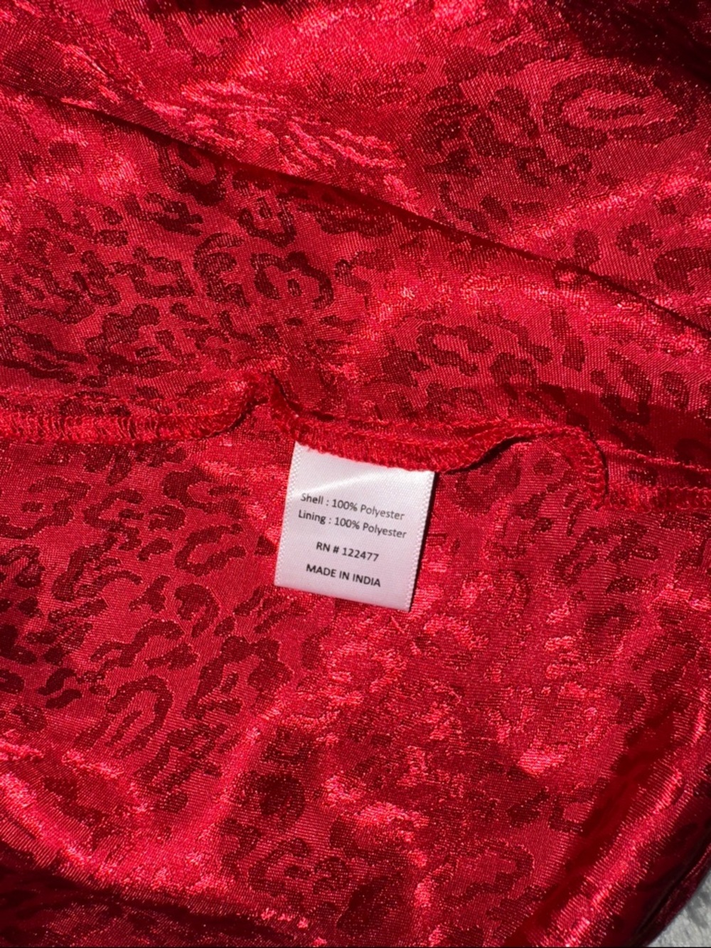 NSR Red Satin Maxi Skirt with Subtle Texture and front slit - Picture 5 of 9